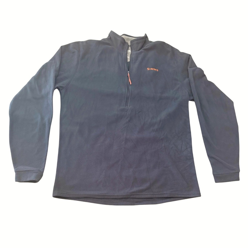 Simms Fleece Pullover Mens Medium Black Grey 1/2 Zip Fishing Outdoor Gear